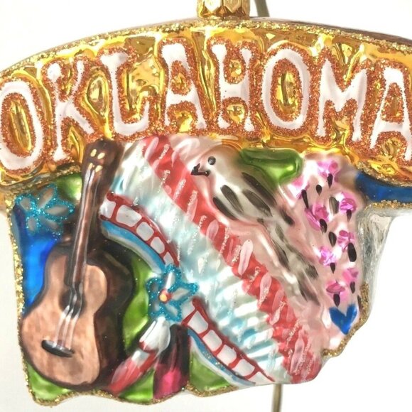 ✨ NEW Christopher Radko Celebrate OKLAHOMA State Shape Handmade Glass Ornament ✨ - Picture 4 of 10